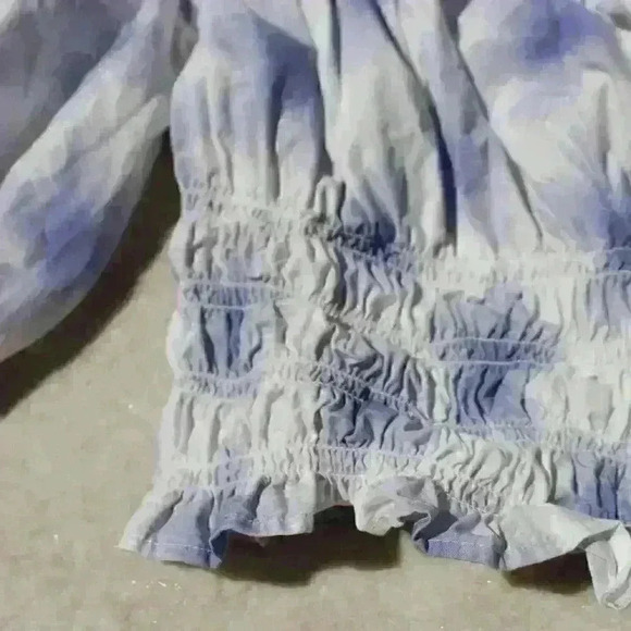 LEVI'S Milkmaid Smocked Floral Puff Balloon Off Shoulder Crop Top Women Med - Picture 5 of 13